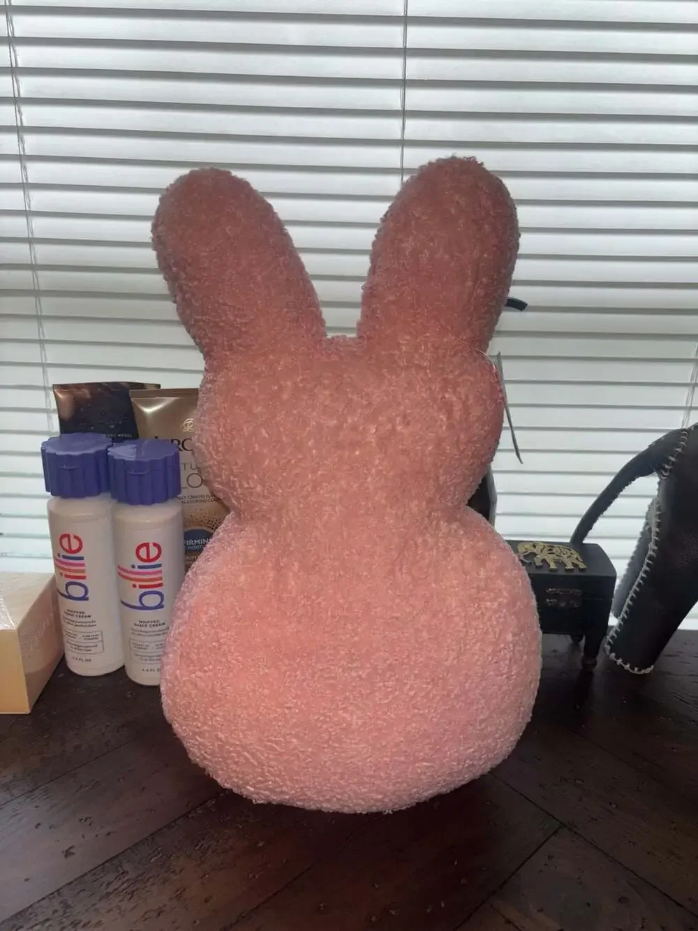 Holiday Home Pink Sherpa Bunny Easter Shaped Décor Pillow 14x8x2